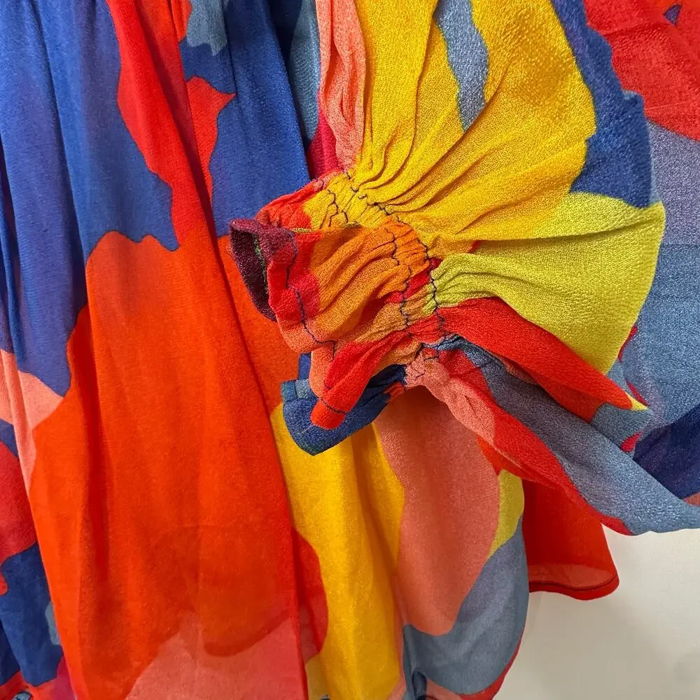 Blank London Miranda Peasant Blouse Colorful Colorful Art Teacher Clowncore - Picture 7 of 11